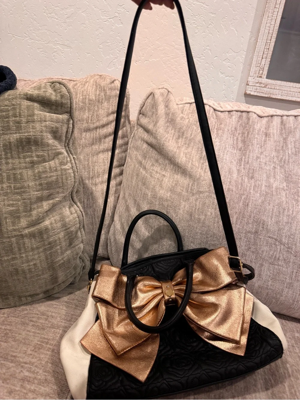 Y2K Betsey Johnson Satin Big Bow Wagon Satchel Handbag
